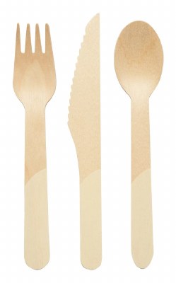 Pack 24 7" Cream and Natural Wood Cutlery