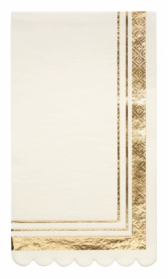 8" x 4" White and Gld Scallop Edge Guest Towels