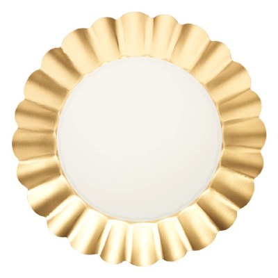 Pack of Eight 10" Round White and Gold Wavy Paper Plates