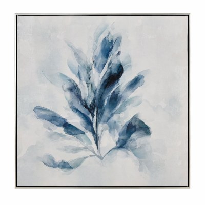 33" Sq Blue Seagrass 2 Coastal Framed Canvas