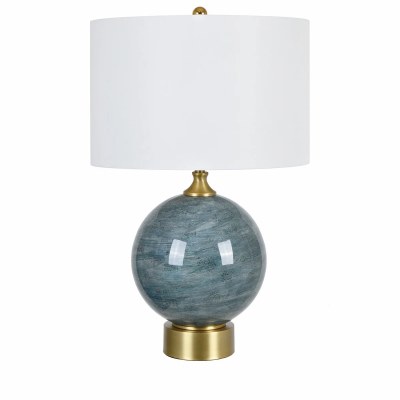25" Blue Glass Orb Table Lamp