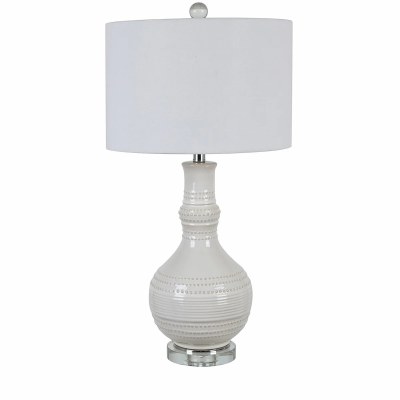 29" Distressed White Ceramic Dots Table Lamp