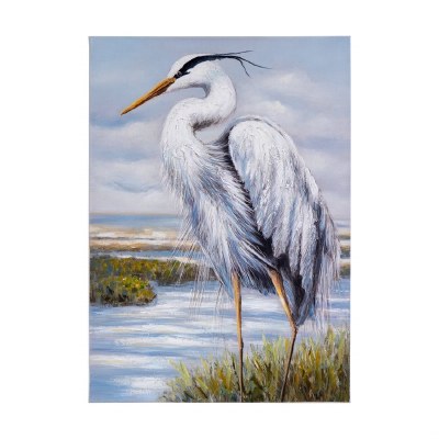40" x 28" Blue Heron 2 Coastal Canvas