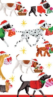 Christmas Dogs Carrying Gifts Guest Towels