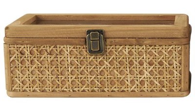 5" x 10" Rattan Box With a Glass Top