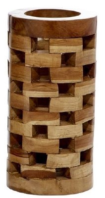 12" Natural Rectangle Cut Outs Wood Cylinder