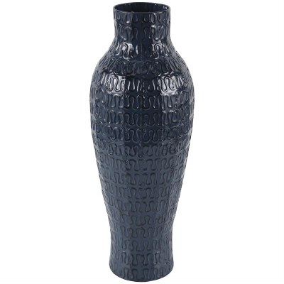24" Dark Blue Metal Vase