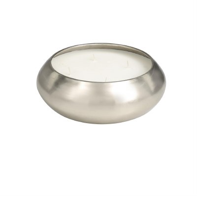 9" Round Four Wick Sweet Bamboo Fragrance Candle in a Silver Bowl