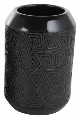 11" Black Geometric Ceramic Vase
