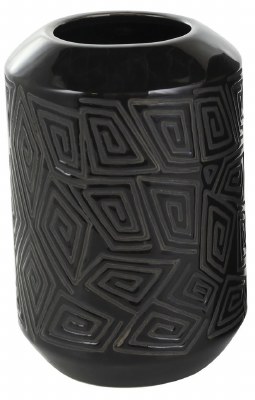 8" Black Geometric Ceramic Vase