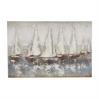 40" x 59" Rustic White Sailboats Canvas