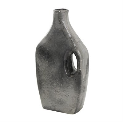 18" Dark Gray Paper Mache Vase With a Hole