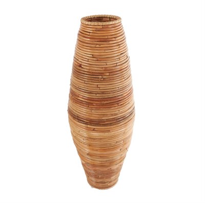 37" Brown Rattan Floor Vase