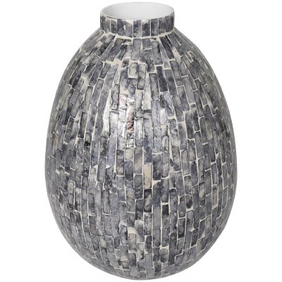 12" Gray Mosaic Mother of Pearl Vase