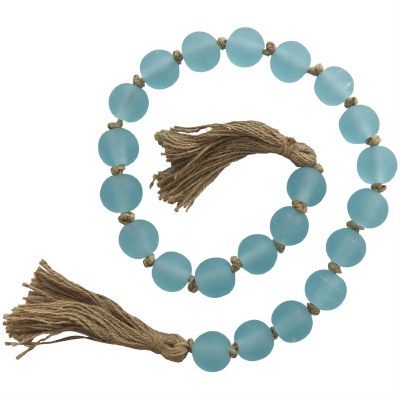 45" Frosted Light Blue Glass Bead Table Garlands