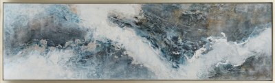 20" x 70" Blue, White, and Gray Abstract Framed Canvas