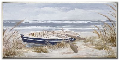 28" x 55" Morning Paddle Framed Coastal Canvas