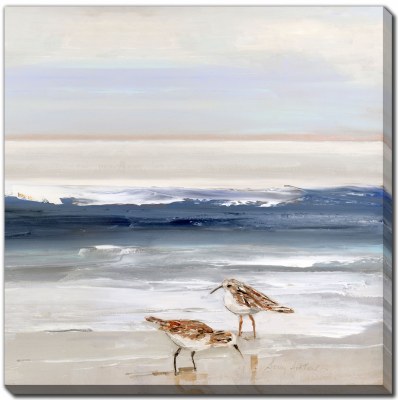 16" Sq Sandpipers Apart on the Beach Coastal Canvas