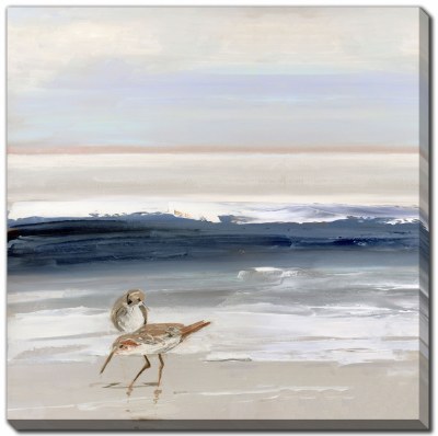 16" Sq Sandpipers Together on the Beach Coastal Canvas