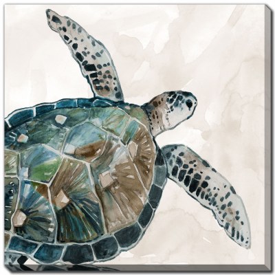 18" Sq Neutral Sea Turtle 1 Coastal Canvas