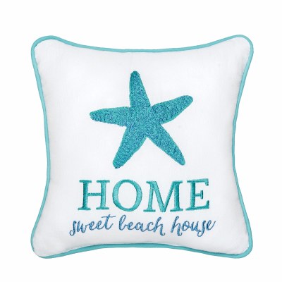 10" Sq " Home Sweet Beach House" Decorative Coastal Pillow