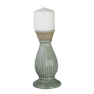 8" Green Ceramic Pillar Candleholder