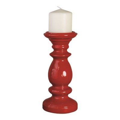 10" Red Ceramic Pillar Candleholder
