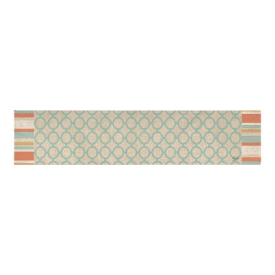 13" x 72" Coral and Aqua Striped Table Runner