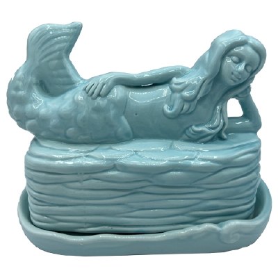 Ceramic Mermaid Butter Dish