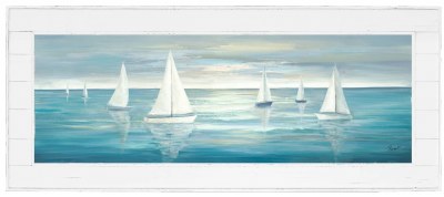28" x 68" Morning Sail Gel Textured Coastal Framed Print