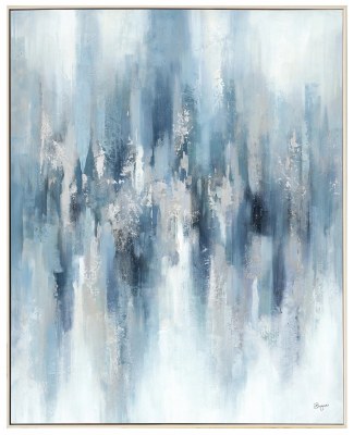 50" x 40" Blue Montage Abstract Framed Canvas