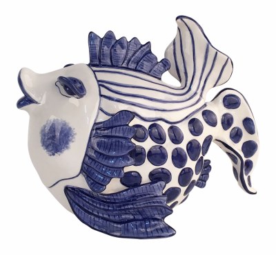8" Blue Ceramic Delft Fish Figurine