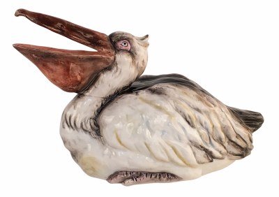 7" White Ceramic Pelican Statue