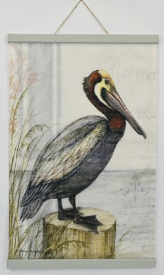 36" x 24" Pelican Sitting on a Perch Coastal Wall Art