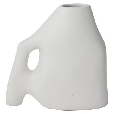 12" White Freeform Vase With a Hole