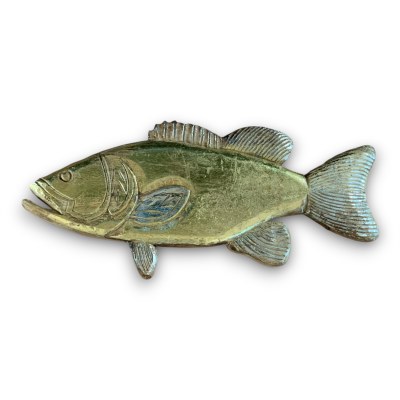 13" x 28" Brown, Gold, and Silver Grouper Coastal Wood Wall Art Plaque