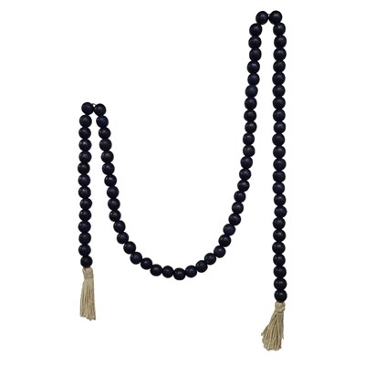 82" Navy Blue 1" Wood Beads Table Garland