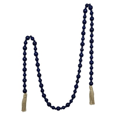82" Cobalt Blue Large and Small Wood Beads Table Garland
