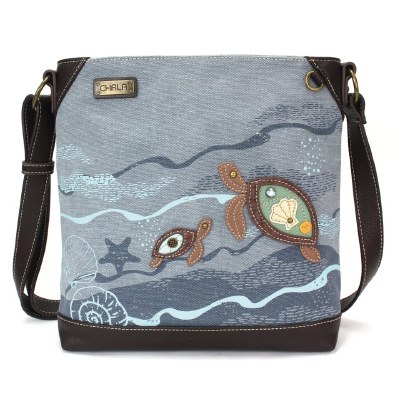 11" x 12" Blue Sea Turtles Canvas Crossbody Purse