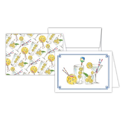 Pack of 12 4" x 5" Pickleball Cocktails Note Cards