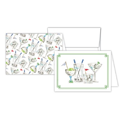 Pack of 12 4" x 5" Golf Cocktails Note Cards