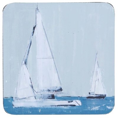 Set of Four 4" Square Sail Away Cork Backed Coasters