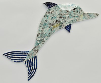 31" Multicolor Mosaic Dolphin Plaque