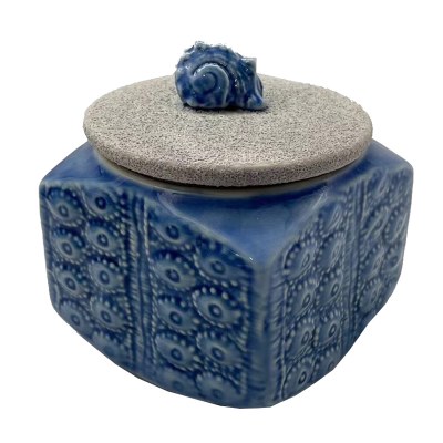 3" Blue Ceramic Shell Top Jar