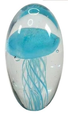 3" Light Blue Glass Jellyfish Paperweight