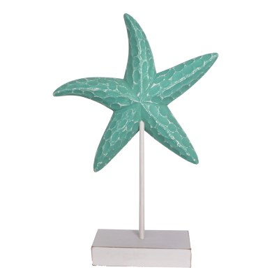 12" Green Starfish on a Wood Stand