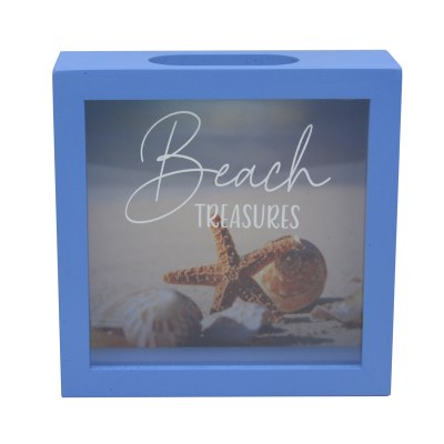 7" Sq "Beach Treasures" Shell Box