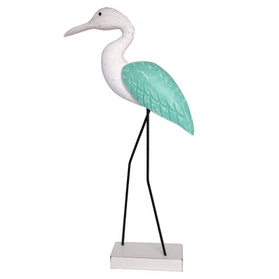 20" Green and White Sea Bird Statue