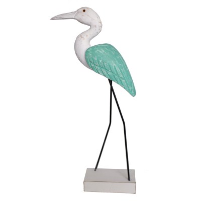 15" Green and White Sea Bird Statue