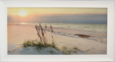 29" x 54" Sunset Coastal Indoor/Outdoor Gel Textured Coastal Print in a White Frame